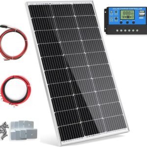 100W Solar Panel 12V Battery Chager + 20A PWM Charge Controller + Extension Cables+ Z Mounting Brackets…