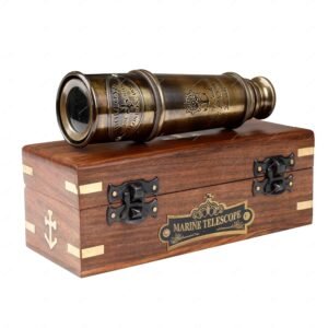 1920 Dollond London Brass Maritime Telescope – 15” Vintage Nautical Spyglass Pirate Telescope Antique Look – Solid Brass Mounted Scope with Wooden Box