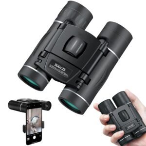 300x25 Binoculars for Adults and Kids, High Powered Mini Pocket Binoculars with Phone Adapter, Waterproof Compact Telescope for Bird Watching, Hunting, Concert, Theater, Opera,...
