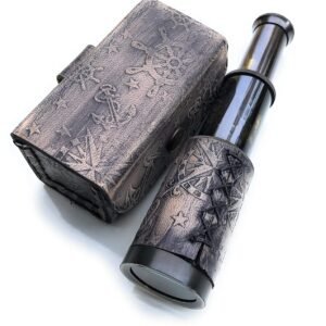 6" Brass Handheld Telescope Nautical Pirate Spyglass with Box Decorative Telescope