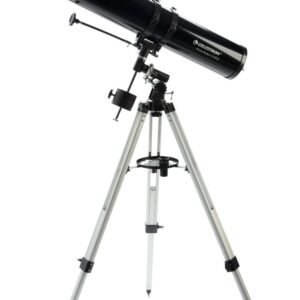 Celestron 21045 PowerSeeker 114EQ Reflector Telescope - includes Two Eyepieces, Barlow Lens, Height-adjustable Tripod and Deluxe Accessory Tray, Black