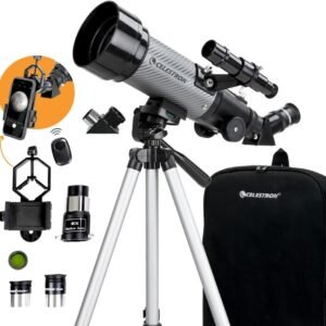Celestron 22035 Travel Scope DX 70mm Portable Refractor Telescope with Fully-Coated Glass Optics, Backpack, Astronomy Software Package, and Digiscoping Smartphone Adapter