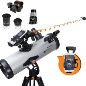 Celestron 22452 StarSense Explore LT114AZ Newtonian Reflector Telescope, Smartphone App-enabled, includes Two Eyepieces, 2xBarlow lens, Phone Dock/Height-adjustable Tripod,...
