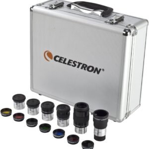 Celestron 94303 1.25 inch Eyepiece & Filter Kit - Includes 14 pieces in Metal Foam-Lined Carry Case, Silver