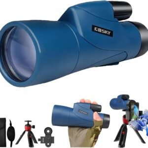 Gosky Piper 12x55 HD Monocular Telescope for Adult With BAK4 Prism & FMC Lens, Lightweight With Smartphone Adapter for Bird Watching Hunting (Blue)