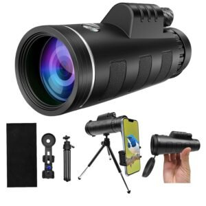 Monocular Telescope,80x100 HD High Powered Monoculars for Adults with Smartphone Adapter Tripod,Monocular for Hunting Wildlife Bird Watching Travel Camping Hiking,BAK4 Prism FMC...