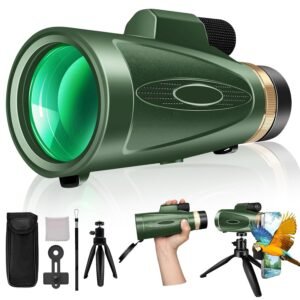 Monocular Telescope 80x100 High Power with Smartphone Adapter Tripod,Larger Vision Monoculars for Adults with BAK4 Prism & FMC Lens, Suitable for Bird Watching Hunting Hiking...