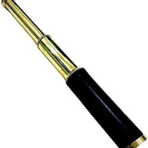 Nautical Brass Spyglass Telescope 12" â€“ Vintage Maritime Pirate Monocular with Leather Grip â€“ Functional Handheld Telescope for Navigation, Rustic Home DÃ©cor, Collectible &...