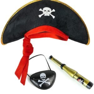 Pirate set for children consisting of pirate hat + eye patch + telescope - costume set for fancy dress/carnival
