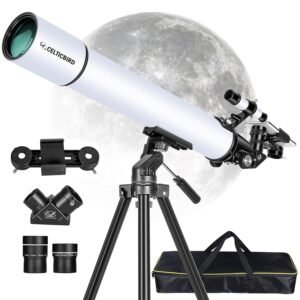 Telescope for Adults High Powered, Travel Telescopes for Adults Astronomy Beginners Gifts, 80mm Aperture Refractor Telescope with AZ Mount, Carry Bag, Phone Mount