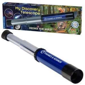 Thames & Kosmos My Discovery Telescope | Refracting Telescope with 12x Magnification | Compact & Portable for Land & Night Sky Observations | See The Moon, Planets, Wild Animals...