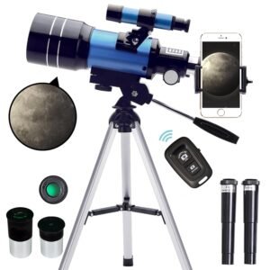 ToyerBee Telescope, 70mm telescopes for Adults Astronomy & Kids & Beginners, 300mm Portable Refractor Travel Telescope (15X-150X) with A Smartphone Adapter& A Wireless Remote,...