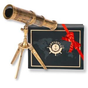 Vintage Brass Decor Telescope on Tripod, Antique Pirate Spyglass with Gift Box, Monocular Nautical Handheld Telescope Ideal for Home Decor, Gifting, Traveling, Kids, Bookshelf &...
