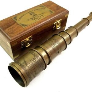 Vintage Brass Telescope Antique 20 Inch Hand Extending Naval Victorian Pirate Telescope with Beautiful Polished Hardwood Box